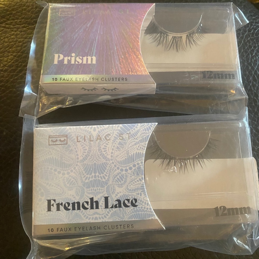 Lilac St Faux Eyelash Clusters Womens 12mm Black NEW French Lace Prism 2 Packs